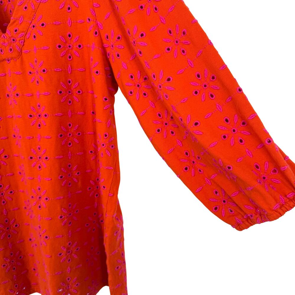J.Jill XS Petite XSP Orange Pink Tropical Floral Blouse Shirt Top Summer Beach - Picture 7 of 10